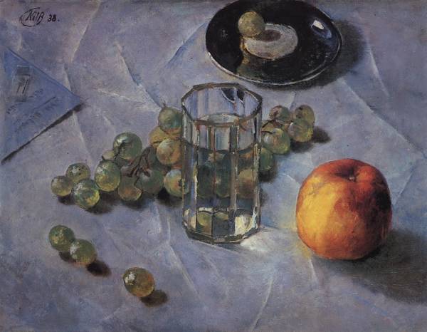 Граненый стакан на картине Петрова-Водкина "Виноград", 1938 г.